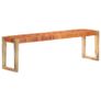 Bench 150 cm Brown Real Leather and Solid Mango Wood Image 9