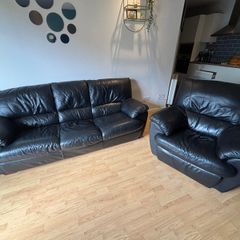 Black Leather Sofa & Recliner
