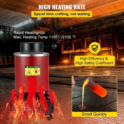 Electric Melting Furnace, 3KG Digital Electric Melting Furnace, 1750W 1150C /2102 F Gold Smelter Furnace W/ Graphite Crucible & Ingot Die for Processing of Melting Gold, Silver, Copper, Aluminum