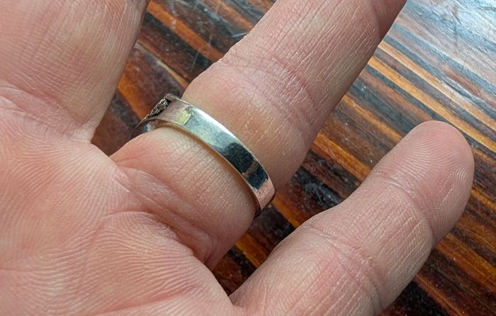 Heavy 13g Sterling Silver Turkish Tughra Ring , Tigers Eye , Size V