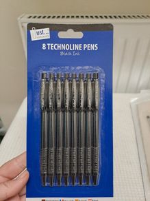 Pack of 8 Technoline black ink ballpoint pens by Tallon