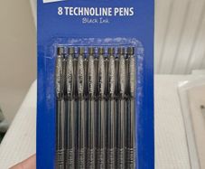 Pack of 8 Technoline black ink ballpoint pens by Tallon