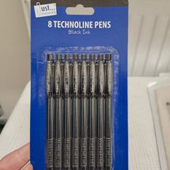 Pack of 8 Technoline black ink ballpoint pens by Tallon