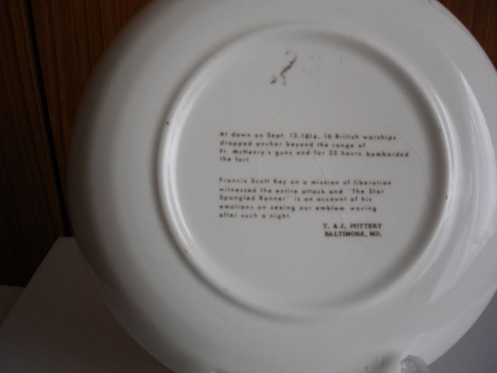 Rare Francis Scott Key Collectors Plate ca. 1950s