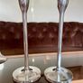 Mid Century Modern Pair Aluminium Tulip Taper Candlesticks Image 8