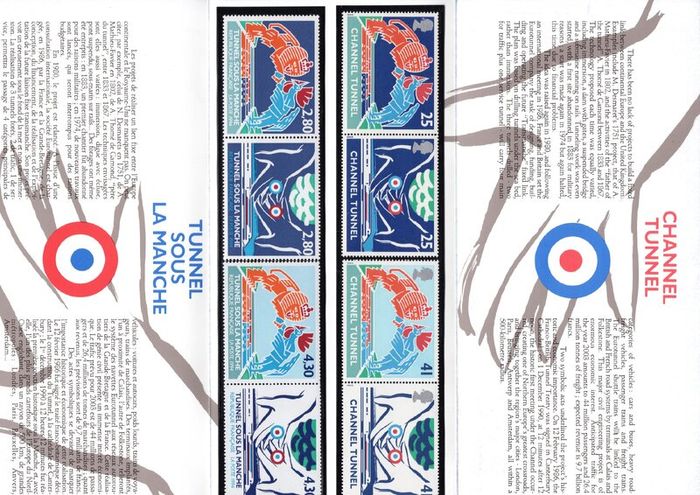 1994 Channel Tunnel Souvenir Folder Complete including presentation pack and First Day Covers from both Great Britain and France