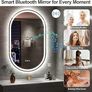 Oval Bathroom Mirror with LED Lights 600x1000mm, Bluetooth Led Mirror Bathroom with Memory, Anti-Fog, 3000K-6500K, Dimmable, HD Tempered Glass, IP44 Waterproof, Image 4