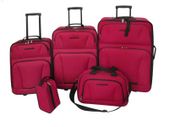 Five Piece Travel Luggage Set Red