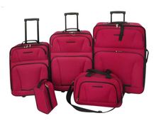Five Piece Travel Luggage Set Red