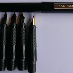 Vintage  Manuscript Fountain Pen - Black Calligraphy Set - Five Tips, Cartridges