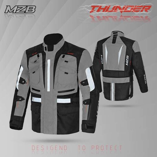 MZB Thunder Ladies All Season Motorcycle Touring Waterproof Textile Jacket - Black/Grey
