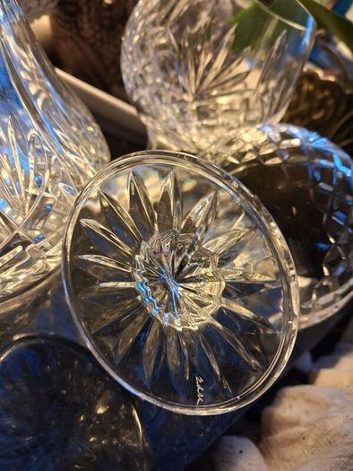 Vintage Irish lead crystal Ships Decanter & 4 whiskey glasses
