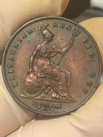 1846 Penny Victoria SCARCE DATE Nice Grade