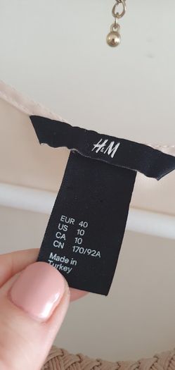 H&M beige tie front dress Sz 40 (Fit 12-16UK)