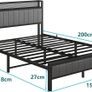 King Size Bed Frame With Storage Headboard, Upholstered Platform Bed Frame/Mattress Foundation/Metal Slat Support/No Box Spring Needed/Dark Grey Image 2