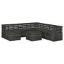 9 Piece Garden Pallet Lounge Set Solid Pinewood Dark Grey Image 5