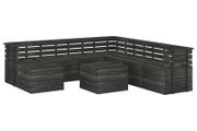 9 Piece Garden Pallet Lounge Set Solid Pinewood Dark Grey