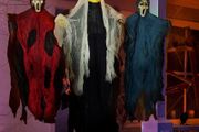 Set of Three Hanging Skeleton Ghost Halloween Decorations One 35inch 88cm Hanging Ghost Skeleton and Two 25inch 63cm Hanging Reapers