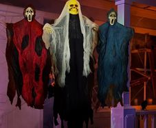 Set of Three Hanging Skeleton Ghost Halloween Decorations One 35inch 88cm Hanging Ghost Skeleton and Two 25inch 63cm Hanging Reapers