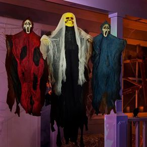 Set of Three Hanging Skeleton Ghost Halloween Decorations One 35inch 88cm Hanging Ghost Skeleton and Two 25inch 63cm Hanging Reapers
