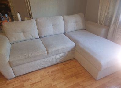 L-Shaped Corner Sofa Bed with Storage Taupe