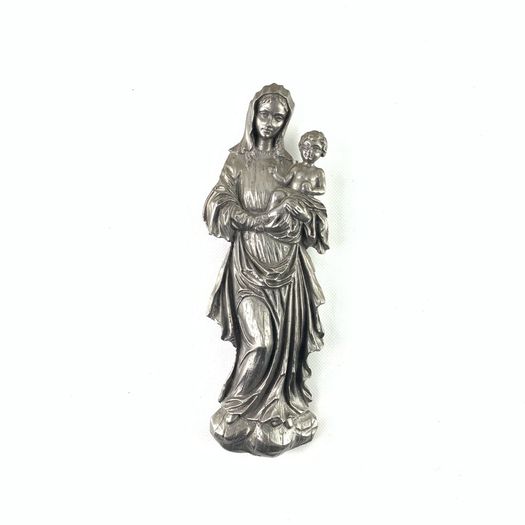 Vintage pewter Madonna and child wall hanging