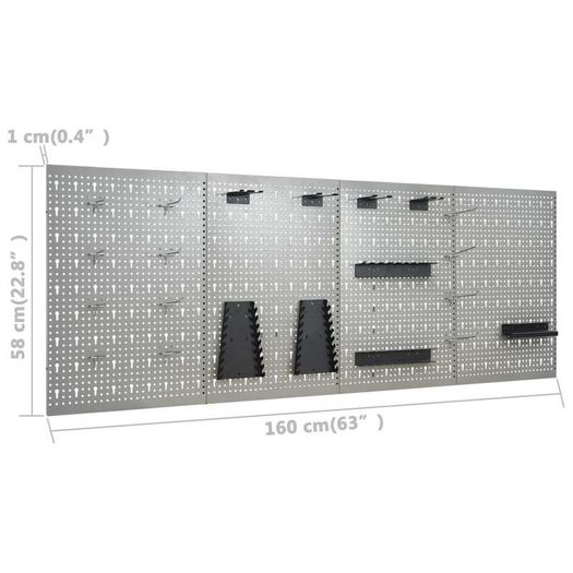 Wall-mounted Peg Boards 4 pcs 40x58 cm Steel