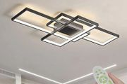 LED Ceiling Light, 45W Modern Dimmable Ceiling Lighting, Square Ceiling Lamp with Remote Control for Living Room Dining Room Bedroom, 2700-6500K Close to Ceiling Light Fixture (Black, 80CM)
