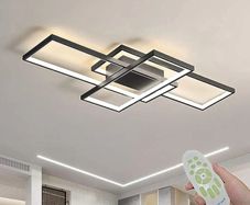 LED Ceiling Light, 45W Modern Dimmable Ceiling Lighting, Square Ceiling Lamp with Remote Control for Living Room Dining Room Bedroom, 2700-6500K Close to Ceiling Light Fixture (Black, 80CM)