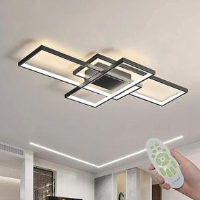 LED Ceiling Light, 45W Modern Dimmable Ceiling Lighting, Square Ceiling Lamp with Remote Control for Living Room Dining Room Bedroom, 2700-6500K Close to Ceiling Light Fixture (Black, 80CM)