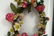 Handmade Rattan Wreath with Pink Roses &amp; Dried Botanicals, 35-inch