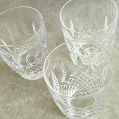 Rare find Waterford Colleen Tumblers: Vintage Cut Crystal Whiskey Narrow Glasses, 9 cm 3 in total each is 45.00 euro.