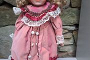 Porcelain Doll Vintage Dress &amp; Parasol