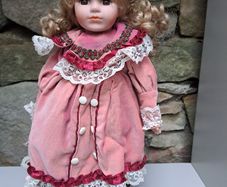 Porcelain Doll Vintage Dress & Parasol
