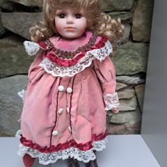 Porcelain Doll Vintage Dress & Parasol