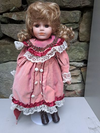 Porcelain Doll Vintage Dress & Parasol