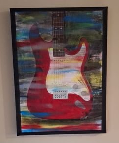 Original painting of guitar - acrylic on canvas.