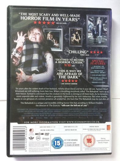 The Babadook [2014] Essie Davis, Noah Wiseman, Daniel Henshall, Hayley McElhinney, Barbara West & Ben Winspear [Movie DVD]