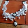Brand new never worn Victorian style white lace necklace on chain Image 2