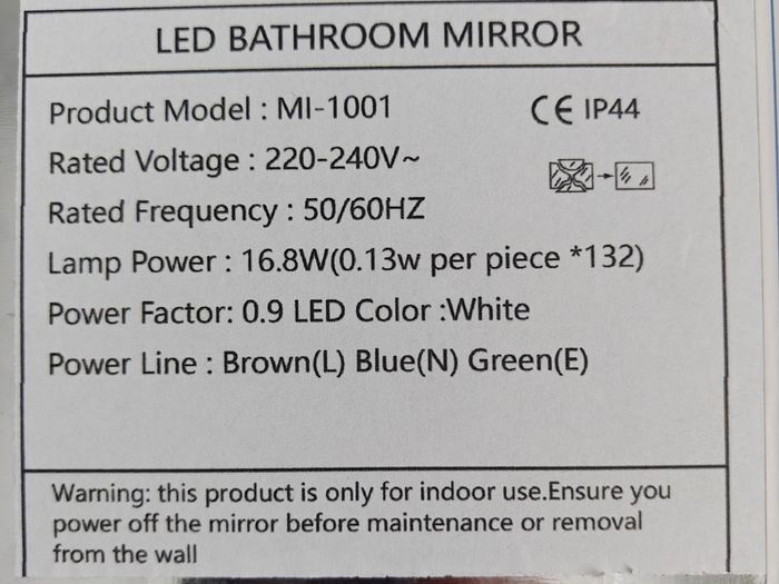 Rectangular Wall-mounted Bathroom Illuminated Contemporary mirror (H)70cm (W)50cm
