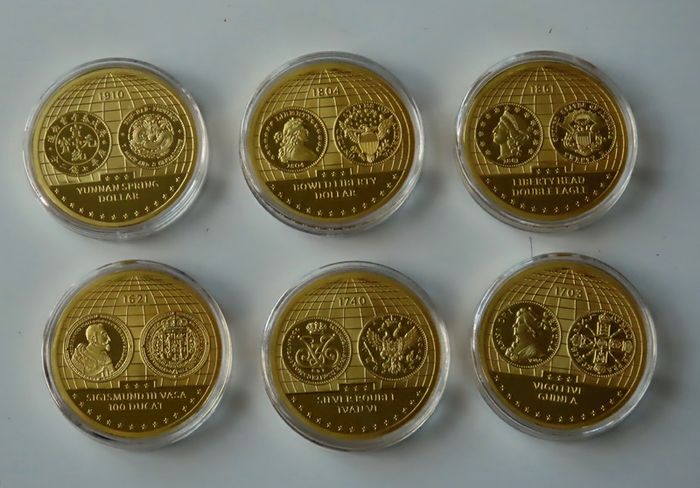 Complete Set of Gold plated 24 commemoratives of 'The Most Expensive Coins in the World'