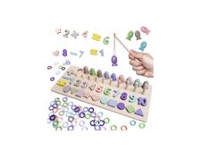 4in1 MONTESSORI WOODEN Educational Logarithmic Board (Numbers/Shapes/Fishing/Counting)