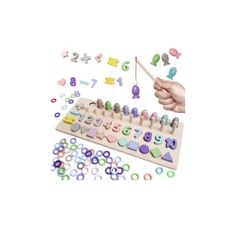 4in1 MONTESSORI WOODEN Educational Logarithmic Board (Numbers/Shapes/Fishing/Counting)