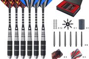 Steel Darts Set, Professional 23g Darts Tip with Non-Slip Stainless Steel Shaft, Poly Flights, PVC Shafts, Dart Sharpener, Rubber Rings, Flight Protecter, with Gift Box