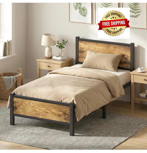 3ft Single Bed Frame, Single Bed with Heavy Duty Metal Slats Support Under-Bed Storage, Noise Free, Easy Assembly, No Box Spring Needed