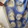 Gothic Skull Print Cotton Scarf Sarong Periwinkle Blue & Ivory Image 4