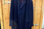Mens Vintage Crombie Wool Overcoat Navy Concord by Willerby Sweden L -XL