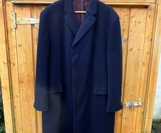 Mens Vintage Crombie Wool Overcoat Navy Concord by Willerby Sweden L -XL