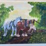 Oil on board rural scene of a farmer with 2  shire horses signed   Helen Carthy Image 2