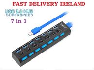 main image for ad USB 3.0 Hub USB Splitter 7 Port Expander With Switch Power Adapter FAST SPEED
